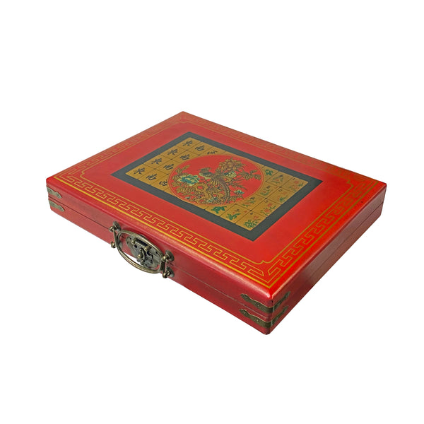 Chinese Flower Bird Red Vinyl Box Regular Size Mahjong Tiles Game Set –  Golden Lotus Antiques