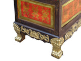 Four Side Carving Painted Vintage Tibetan Low Table Cabinet - Handcrafted Coffee Table cs975S