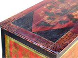 Four Side Carving Painted Vintage Tibetan Low Table Cabinet - Handcrafted Coffee Table cs975S