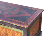 Four Side Carving Painted Vintage Tibetan Low Table Cabinet - Handcrafted Coffee Table cs975S