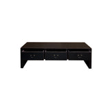 Oriental Black Lacquer 3 Drawers Trapezoid Low TV Stand Console Table Cabinet ws4241S