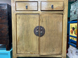 Distressed Mustard Yellow 2 Drawers Doors End Table Nightstand Cabinet ws4376S