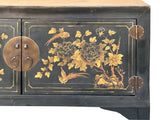 Vintage Black Base Golden Flower Birds Graphic Credenza Console Table ws4824S