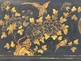 Vintage Black Base Golden Flower Birds Graphic Credenza Console Table ws4824S