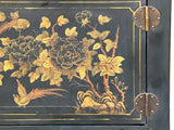 Vintage Black Base Golden Flower Birds Graphic Credenza Console Table ws4824S