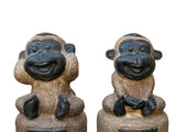 Set 3 Brown Stone Body Black Face Artistic Monkey Statues ws4828S