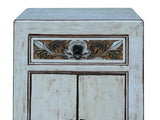 Distressed Cream Off White Floral Carving Side Table Cabinet cs2483S