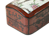 Chinese Old White Base Birds Flowers Porcelain Art Lacquer Box ws3876S