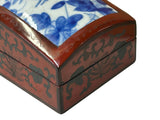 Chinese Old White Base Blue Flowers Porcelain Art Lacquer Box ws3879S