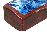 Chinese Old White Base Blue Scenery Porcelain Art Lacquer Box ws3909S