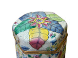 Chinese Oriental Porcelain Flowers Graphic Hexagonal Display Urn Jar ws3892S