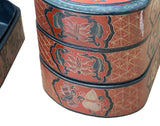 Chinese Brick Red Lacquer Color Treasure Graphic Stack Box Basket ws3912S