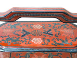 Chinese Brick Red Lacquer Color Treasure Graphic Stack Box Basket ws3893S