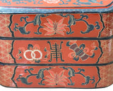 Chinese Brick Red Lacquer Color Treasure Graphic Stack Box Basket ws3893S