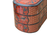 Chinese Brick Red Lacquer Color Treasure Graphic Stack Box Basket ws3893S