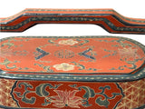 Chinese Brick Red Lacquer Color Treasure Graphic Stack Box Basket ws3917S