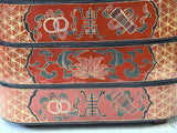 Chinese Brick Red Lacquer Color Treasure Graphic Stack Box Basket ws3917S