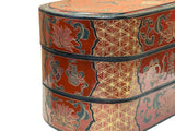 Chinese Brick Red Lacquer Color Treasure Graphic Stack Box Basket ws3917S