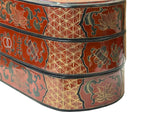 Chinese Brick Red Lacquer Color Treasure Graphic Stack Box Basket ws3917S