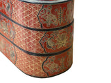 Chinese Brick Red Lacquer Color Treasure Graphic Stack Box Basket ws4041S