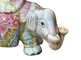 Pink Flower Graphic Porcelain Elephant Candle Holder Accent Decor Figure ws3977S