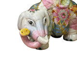 Pink Flower Graphic Porcelain Elephant Candle Holder Accent Decor Figure ws3972S