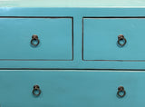 Handcrafted Turquoise Blue Solid Wood Cabinet 5-Drawer Storage Space cs7706NB