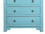 Handcrafted Turquoise Blue Solid Wood Cabinet 5-Drawer Storage Space cs7706NB