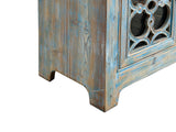 Distressed Aqua Blue Latticework Glass Doors China Bookcase Cabinet cs1335S