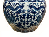 Chinese Crackle Base Blue White Double Dragon Peony Porcelain Pot ws4328S