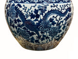 Chinese Crackle Base Blue White Double Dragon Peony Porcelain Pot ws4328S