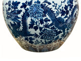 Chinese Crackle Base Blue White Double Dragon Peony Porcelain Pot ws4328S