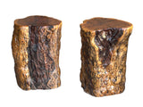 Set of 5 Raw Wood Rough Grain Finish Irregular Shape Short Stool Table ws4826S