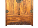 70" Vintage Chinese Natural Wood Brown Moon Face Cabinet Armoire ws4825S