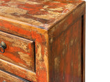 Orange Brown Rustic Vintage 9-Drawer Wooden Dresser – Distressed Farmhouse Storage Cabinet cs1977S