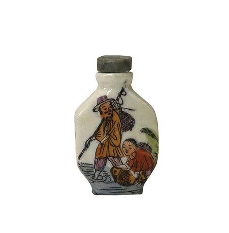 Chinese White Porcelain Bottle with People Figure Graphic ws1259S