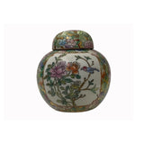 Chinese Oriental Canton Porcelain Flowers Graphic Small Display Urn Jar ws3869S