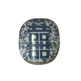 Chinese Old White Base Blue Scroll Happiness Porcelain Art Pewter Box ws3901S