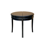 Chinese Black Lacquer Wood 2 Half Side Round Pedestal Center Table ws3934S