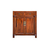 Oriental Chinese 2 Drawers Wood Pattern Brown Credenza Console Cabinet ws3981S