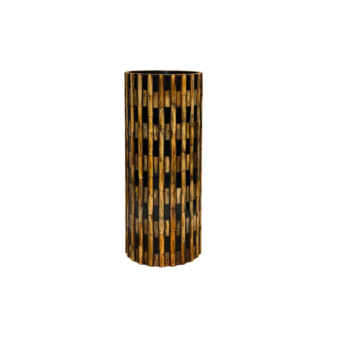 Bamboo Strips Pattern Round Column Shape Umbrella Holder Stand ws3984S
