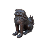 Chinese Oriental Rustic Bronze Metal Foo Dog Lion Fengshui Display Figure ws3988S