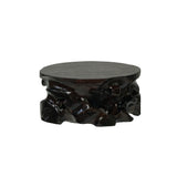 3.5" Dark Brown Wood Carving Square Round Table Top Stand Riser ws4003S