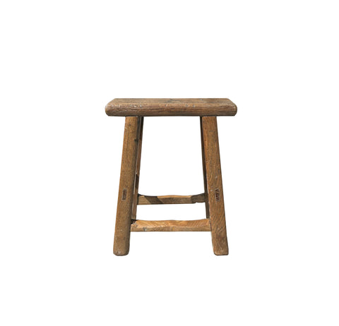17.5" Chinese Village Raw Wood Rough Finish Accent Single Sitting Stool ws4043S