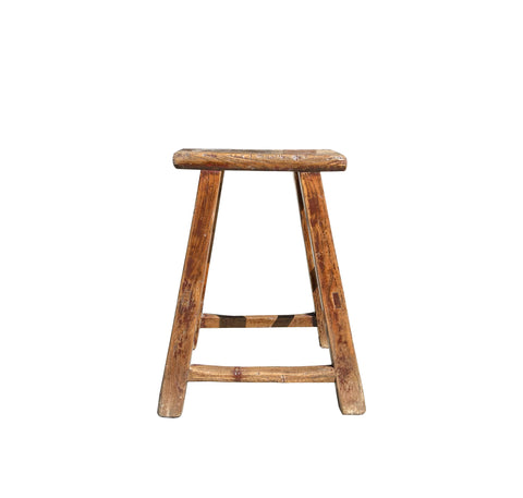 14.5" Chinese Village Raw Wood Rough Finish Accent Single Sitting Stool ws4044S