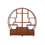 Chinese Medium Brown Round Shape Display Curio Cabinet Room Divider ws4144S