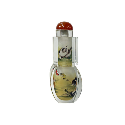 Chinese Inside Oriental Scenery Animals Cats Graphic Glass Art Bottle ws4153S