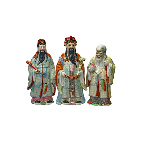 Chinese Canton Color Mixed Fenghsui Fok Lok Shao Figure Set ws4164S