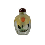 Chinese Inside Oriental Sun Cranes Graphic Glass Art Bottle ws4174S