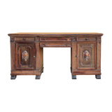 Vintage Traditional Single Plank Wood Top Carving Desk Console Table Cabinet ws4250S